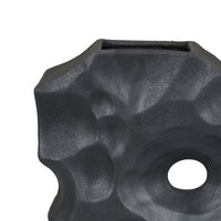 Joel Abstract Sculpted Vase with Textured Organic Form, Black Ceramic 15 Inch-BM353484