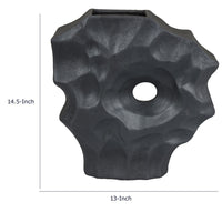 Joel Abstract Sculpted Vase with Textured Organic Form, Black Ceramic 15 Inch-BM353484