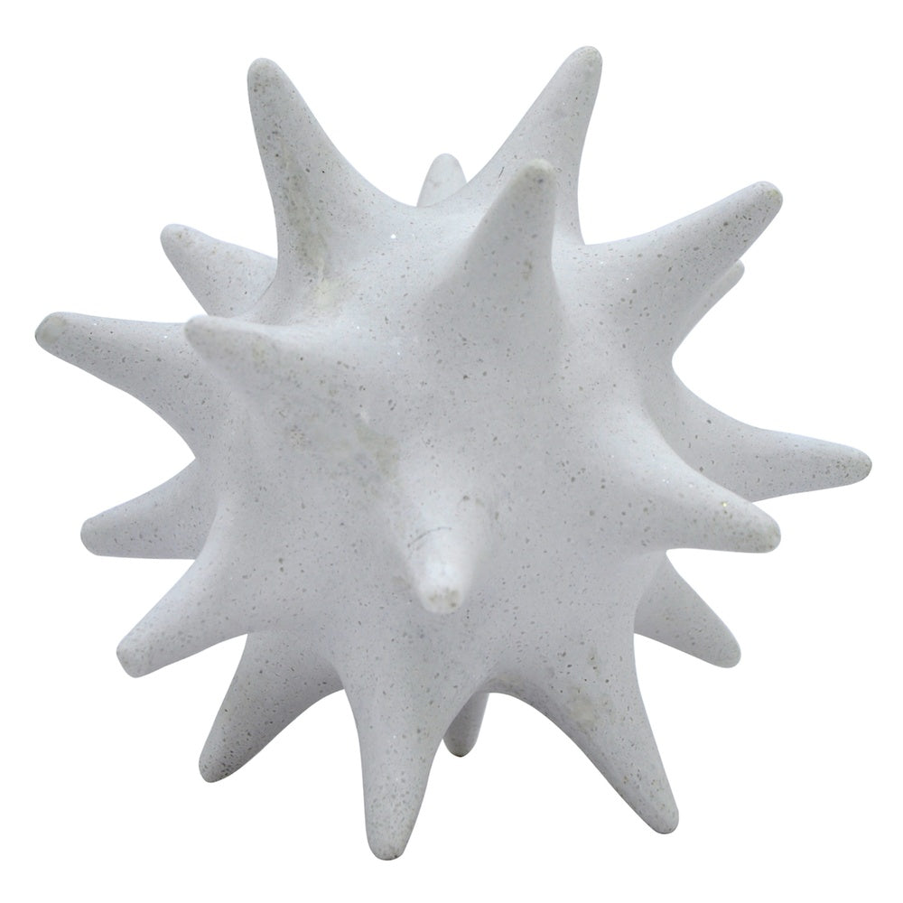 Xyla Decorative Orb with Spiked Starburst Patterns, White Resin 8 Inch-BM353485