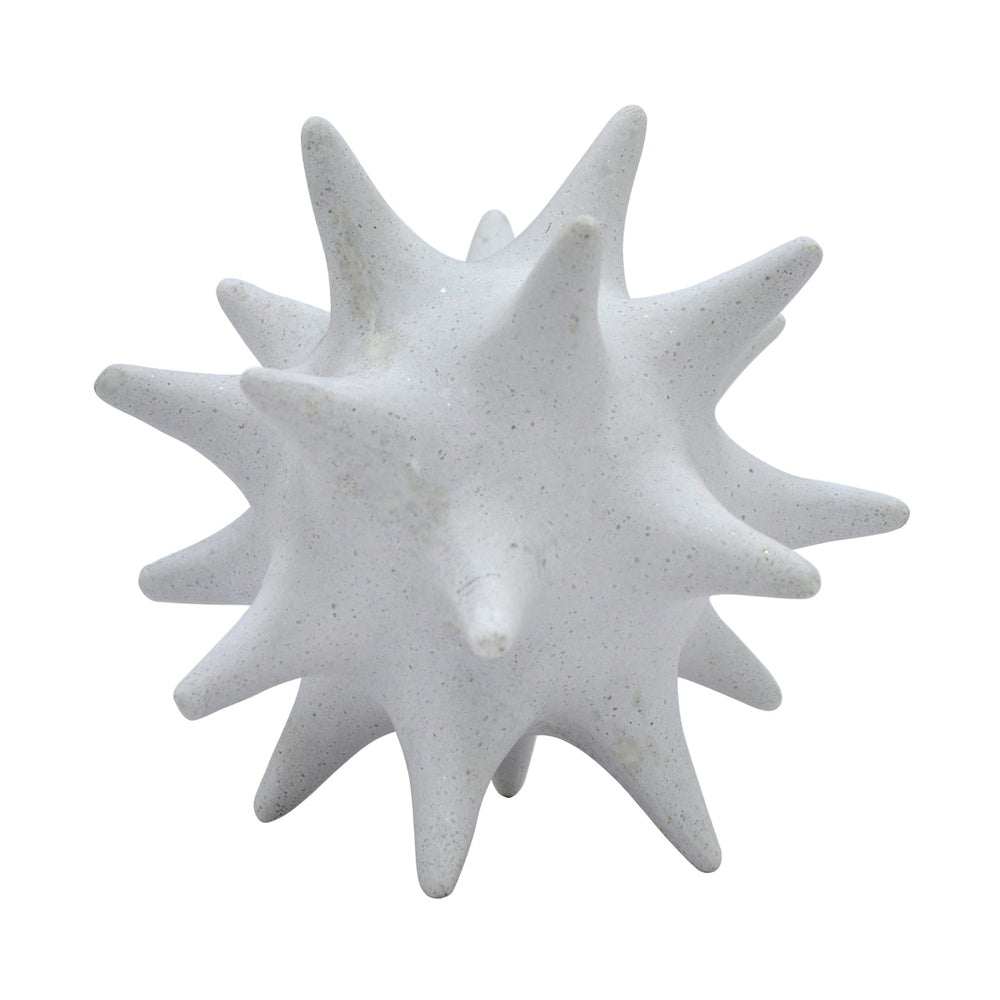 Xyla Decorative Orb with Spiked Starburst Patterns, White Resin 8 Inch-BM353485