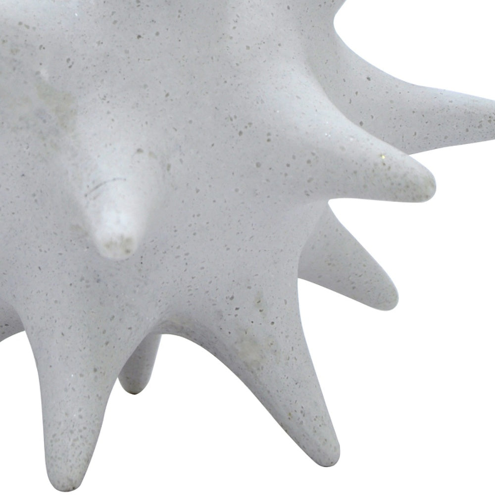 Xyla Decorative Orb with Spiked Starburst Patterns, White Resin 8 Inch-BM353485