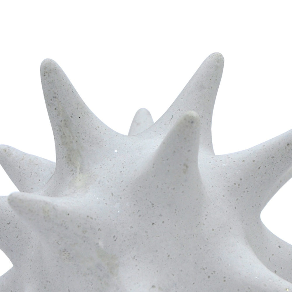 Xyla Decorative Orb with Spiked Starburst Patterns, White Resin 8 Inch-BM353485