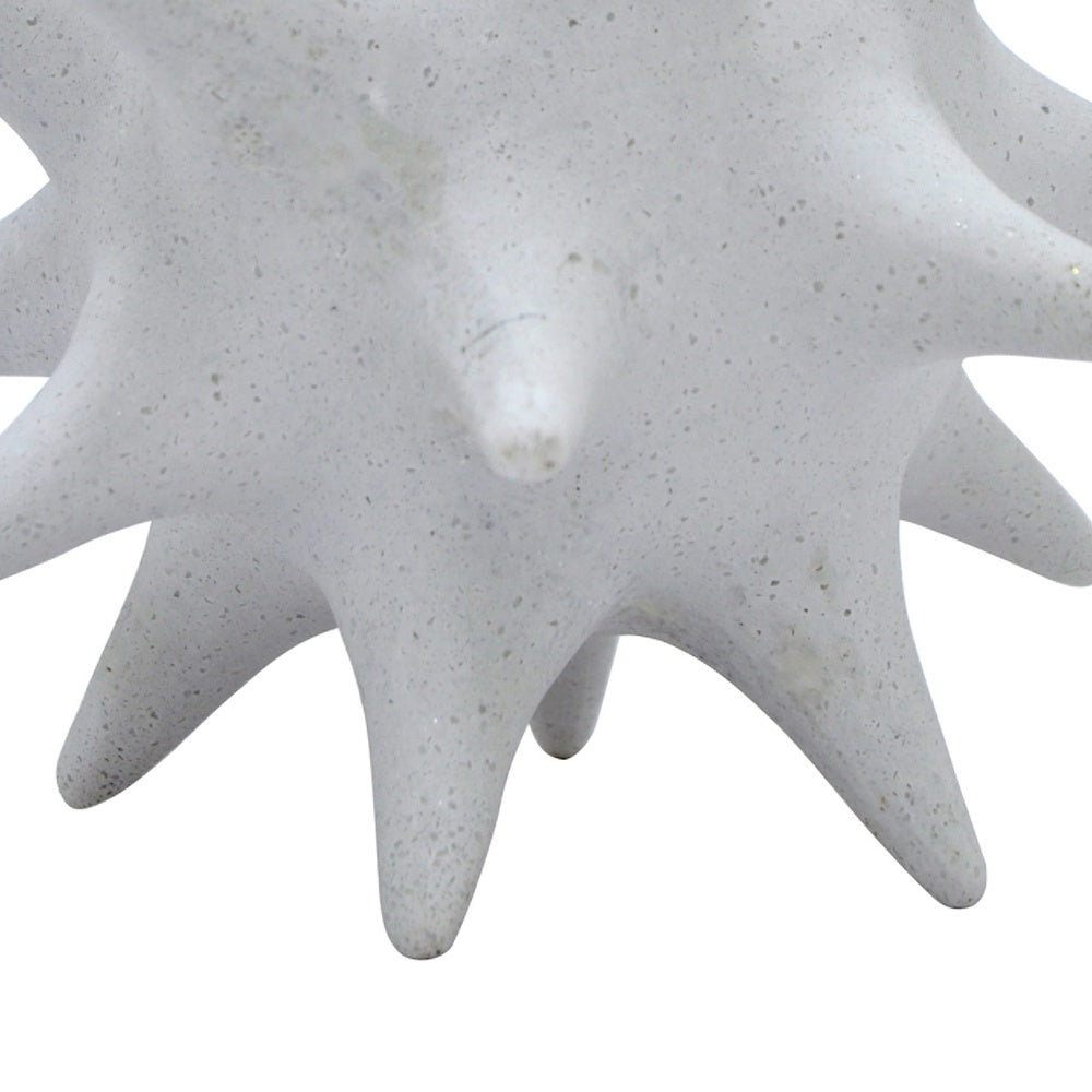 Xyla Decorative Orb with Spiked Starburst Patterns, White Resin 8 Inch-BM353485