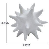 Xyla Decorative Orb with Spiked Starburst Patterns, White Resin 8 Inch-BM353485