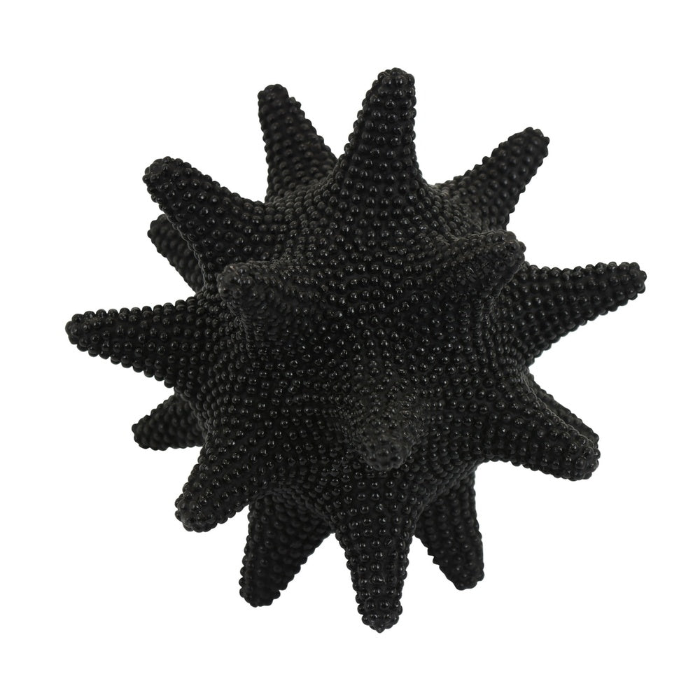 Noah Decorative Orb Sculpture with Spiked Details, Black Resin 8 Inch-BM353486