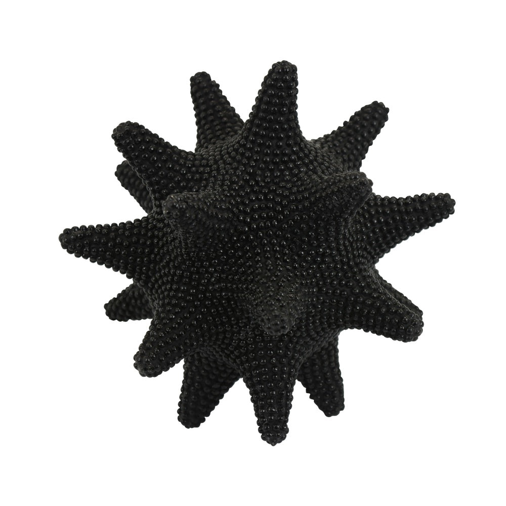 Noah Decorative Orb Sculpture with Spiked Details, Black Resin 8 Inch-BM353486