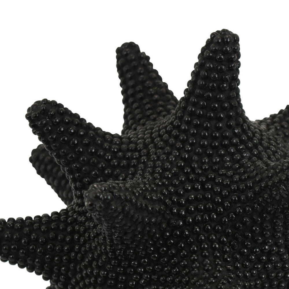 Noah Decorative Orb Sculpture with Spiked Details, Black Resin 8 Inch-BM353486