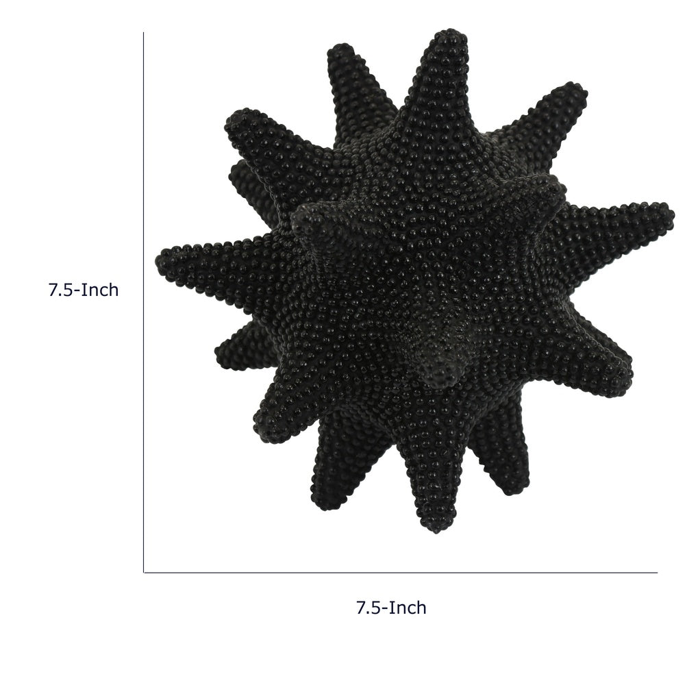 Noah Decorative Orb Sculpture with Spiked Details, Black Resin 8 Inch-BM353486