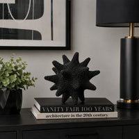 Noah Decorative Orb Sculpture with Spiked Details, Black Resin 8 Inch-BM353486