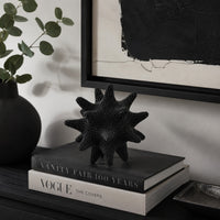 Noah Decorative Orb Sculpture with Spiked Details, Black Resin 8 Inch-BM353486