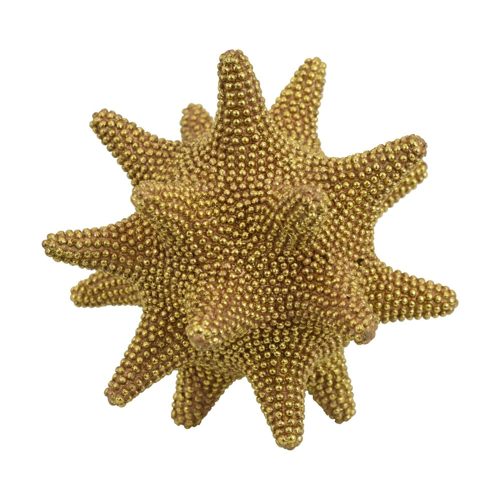 Noah Decorative Orb Sculpture with Spiked Details, Gold Resin 8 Inch-BM353487