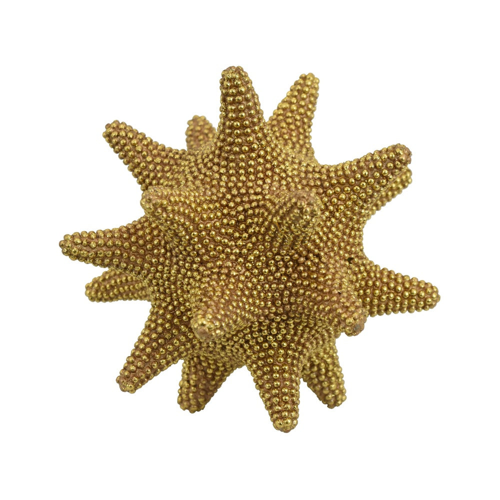 Noah Decorative Orb Sculpture with Spiked Details, Gold Resin 8 Inch-BM353487