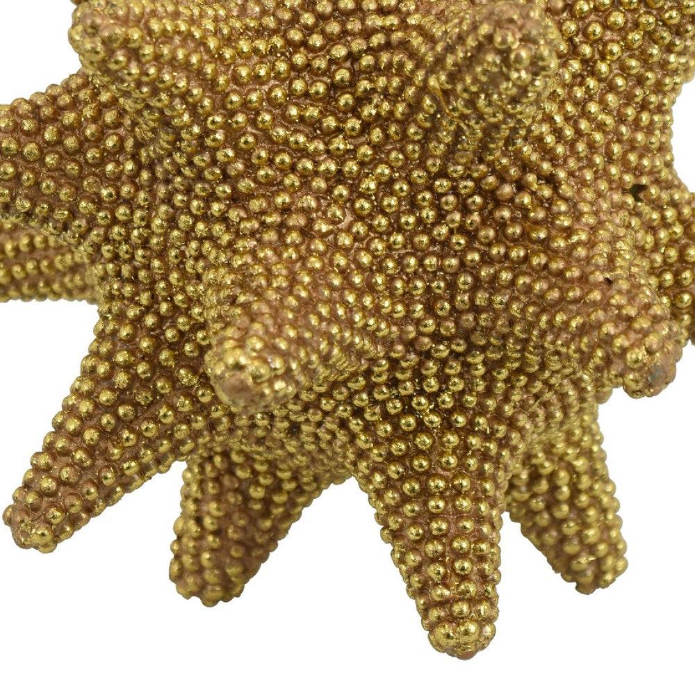 Noah Decorative Orb Sculpture with Spiked Details, Gold Resin 8 Inch-BM353487