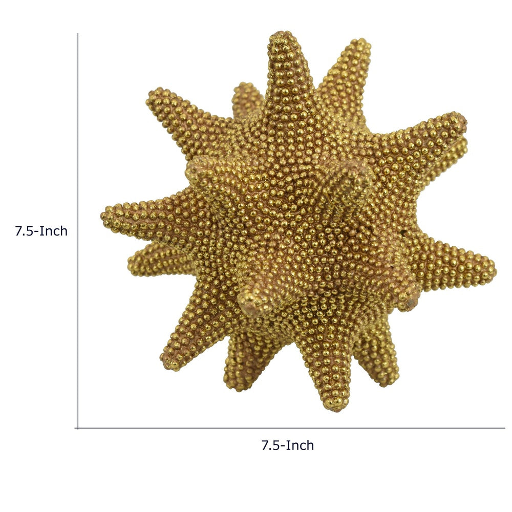 Noah Decorative Orb Sculpture with Spiked Details, Gold Resin 8 Inch-BM353487