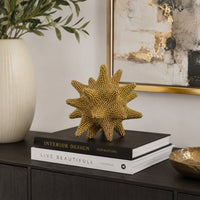 Noah Decorative Orb Sculpture with Spiked Details, Gold Resin 8 Inch-BM353487