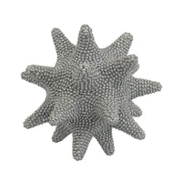 Noah Decorative Orb Sculpture with Spiked Details, Silver Resin 8 Inch-BM353488