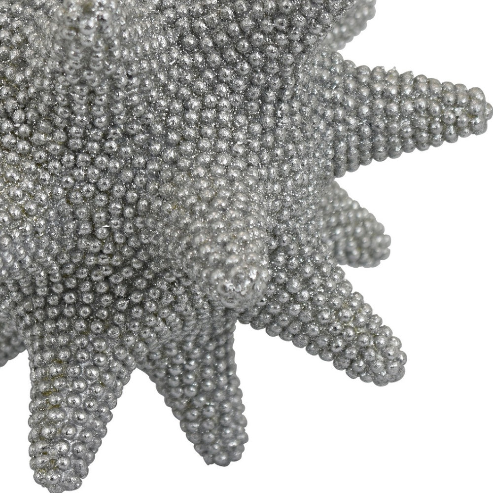 Noah Decorative Orb Sculpture with Spiked Details, Silver Resin 8 Inch-BM353488
