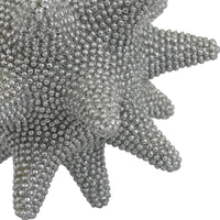 Noah Decorative Orb Sculpture with Spiked Details, Silver Resin 8 Inch-BM353488