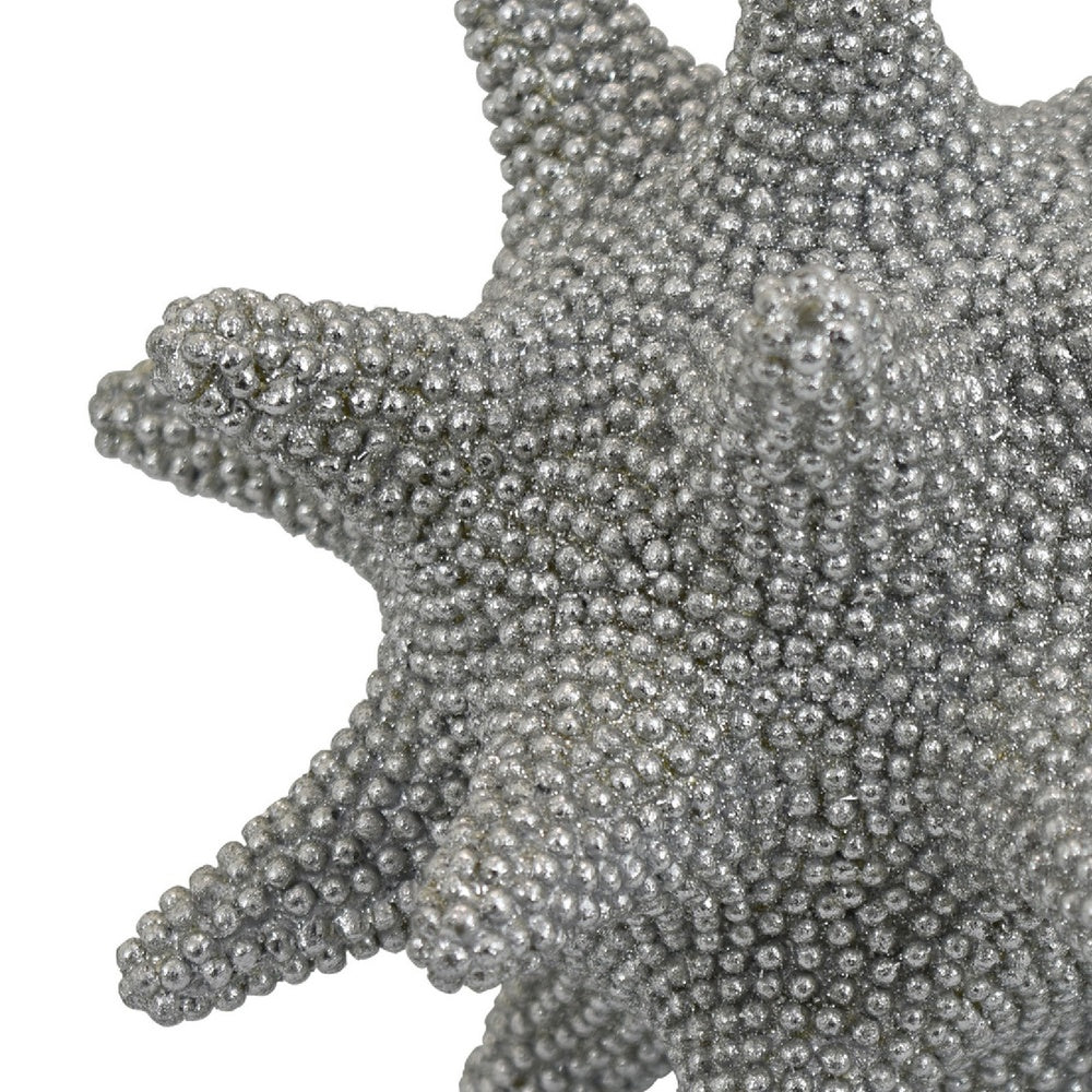 Noah Decorative Orb Sculpture with Spiked Details, Silver Resin 8 Inch-BM353488