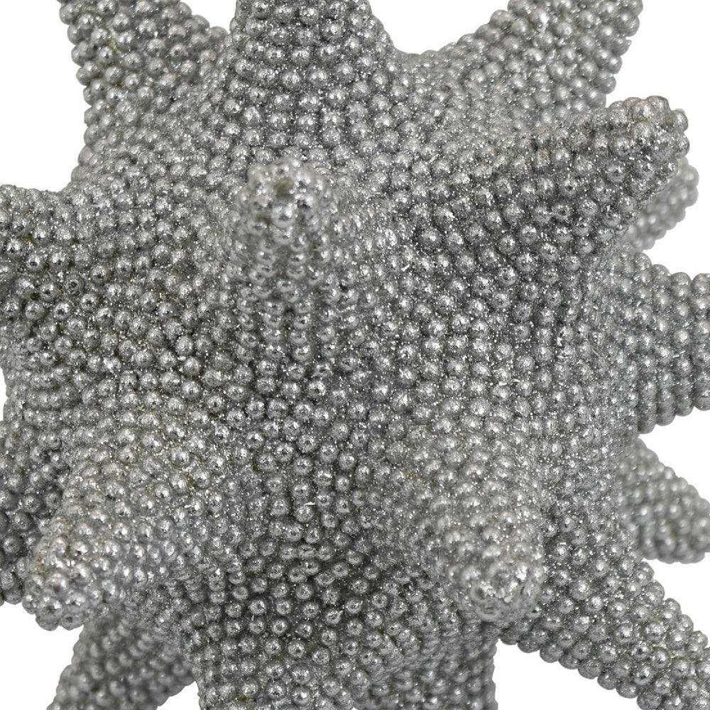 Noah Decorative Orb Sculpture with Spiked Details, Silver Resin 8 Inch-BM353488