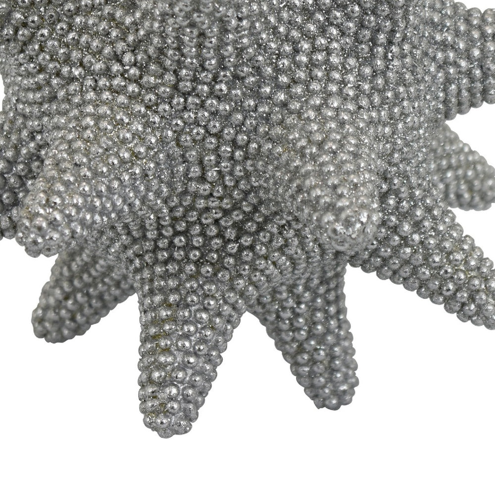 Noah Decorative Orb Sculpture with Spiked Details, Silver Resin 8 Inch-BM353488