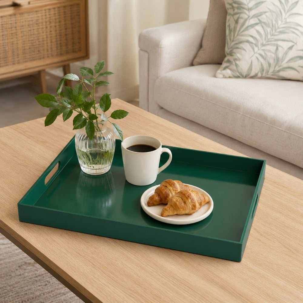 Diana Serving Tray with Integrated Handles, Green Polyurethane 19x14-BM353489