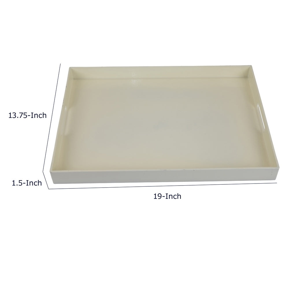 Diana Serving Tray with Integrated Handles, White Polyurethane 19x14-BM353490