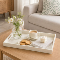 Diana Serving Tray with Integrated Handles, White Polyurethane 19x14-BM353490