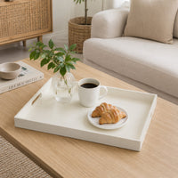 Diana Serving Tray with Integrated Handles, White Polyurethane 19x14-BM353490