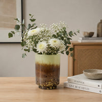 Sophie Vase with Frosted Gradient, Speckled Base, Multi-Tone Glass 9 Inch-BM353492