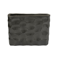 Posy Decorative Block Vase with Hammered Texture, Black Aluminum 12 Inch-BM353493