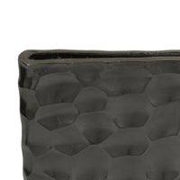 Posy Decorative Block Vase with Hammered Texture, Black Aluminum 12 Inch-BM353493