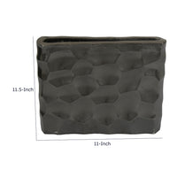 Posy Decorative Block Vase with Hammered Texture, Black Aluminum 12 Inch-BM353493