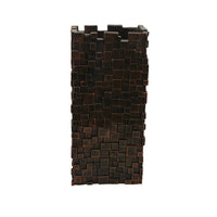 Dylan Tall Decorative Vase, Raise Square Pattern, Bronze Resin 14 Inch-BM353494