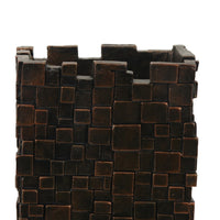 Dylan Tall Decorative Vase, Raise Square Pattern, Bronze Resin 14 Inch-BM353494