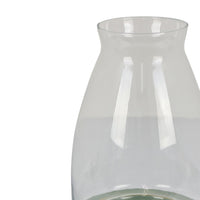 Ahna Modern Vase with Green Ribbed Ceramic Base, Clear Glass 16 Inch-BM353495