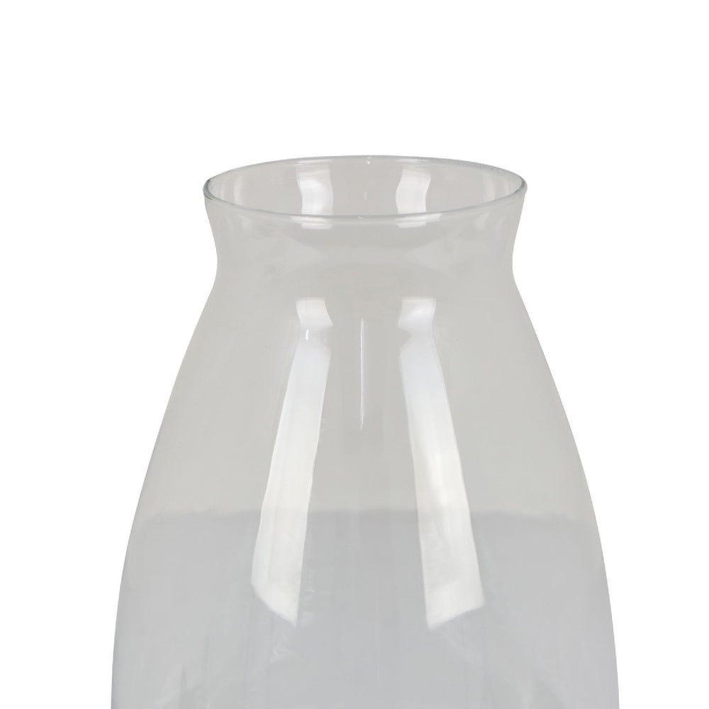 Ahna Modern Vase with Green Ribbed Ceramic Base, Clear Glass 16 Inch-BM353495