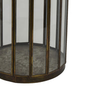 Bonie Glass Hurricane Candle Holder with Paneled Frame, Bronze Metal 10 Inch  - BM353497