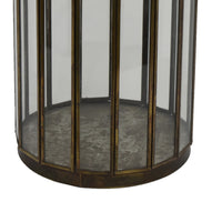 Bonie Glass Hurricane Candle Holder with Paneled Frame, Bronze Metal 10 Inch  - BM353497