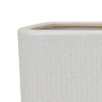Jerry Planter with Ribbed Texture, Set of 2, White Speckled Ceramic -BM353499