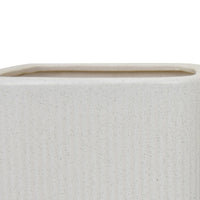 Jerry Planter with Ribbed Texture, Set of 2, White Speckled Ceramic -BM353499