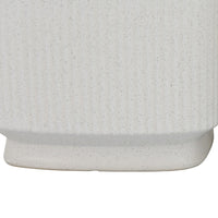 Jerry Planter with Ribbed Texture, Set of 2, White Speckled Ceramic -BM353499