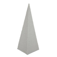 Fuji Decorative Pyramid Sculpture with Layered Ridges, White Resin-BM353501