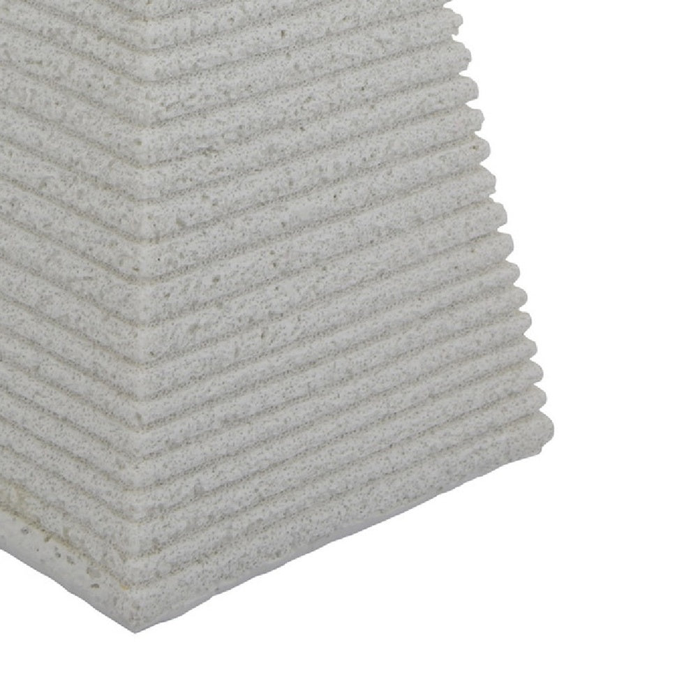 Fuji Decorative Pyramid Sculpture with Layered Ridges, White Resin-BM353501