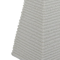 Fuji Decorative Pyramid Sculpture with Layered Ridges, White Resin-BM353501
