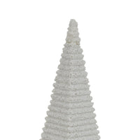 Fuji Decorative Pyramid Sculpture with Layered Ridges, White Resin-BM353501