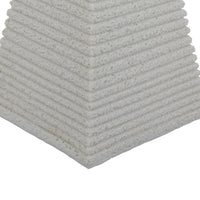 Fuji Decorative Pyramid Sculpture with Layered Ridges, White Resin-BM353501