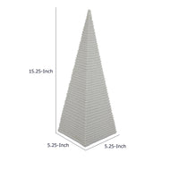 Fuji Decorative Pyramid Sculpture with Layered Ridges, White Resin-BM353501