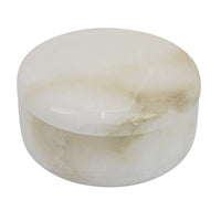 Fiona Decorative Round Storage Box with Lid, White-Brown Marble 6 Inch-BM353502