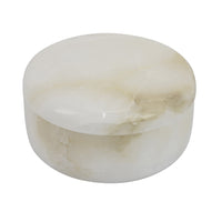 Fiona Decorative Round Storage Box with Lid, White-Brown Marble 6 Inch-BM353502